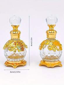 Botella de perfume de cristal esmaltado con diseño de mariposa vintage de 15ml, decoración con patrón de cristal con diamantes, recipiente recargable para aceites esenciales, accesorio de viaje de aceites esenciales, dispensador de perfume y aceites esenciales (SOLO LA BOTELLA VACÍA, SIN PERFUME)