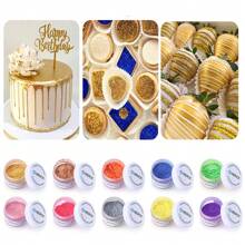 Edible Glitter For Cocktails, 9 Colors Luster Dust Edible Powders For Drink, Cake Decorating, Glitter Set, Edible Sprinkles For Cupcakes, Chocolates And Party, 15g/Bottle - Multicolor - View 1