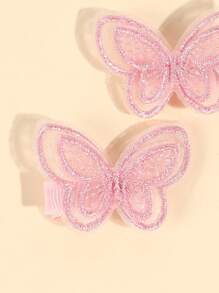 2pcs Pink Butterfly Hair Clips For Women Girls Solid Color Butterfly Embroider Alligator Clips Cute Sweet Butterfly Hair Clips Lovely Mini Butterfly Hair Clips Vacation Holiday Gifts Barrettes Women Hair Accessories