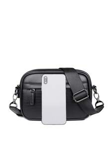 男士时尚休闲斜挎包，大容量，青春礼物，街头风格，新设计 - 黑色 - 查看 7