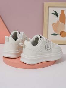 1 Pair Baby Canvas Lace-Up Sneakers, Fashionable Sports Casual Flat Shoes For Spring/Autumn