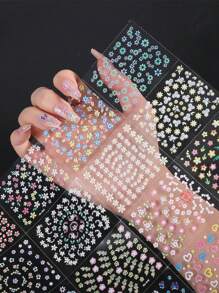 30 miếng dán móng tay hình hoa, miếng dán móng tay hình hoa cúc 3D tự dính nhiều màu sắc dùng để thiết kế và trang trí móng tay, phù hợp với phụ nữ và trẻ em gái - Nhiều màu - Xem 1