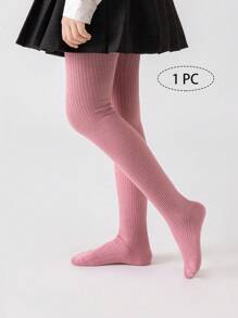 1件装女童/婴幼儿/儿童纯粉色条纹打底裤，公主风踩脚裤，长裤，适合舞蹈、日常穿着、上学等各种场合，四季皆宜 - 粉色 - 查看 8