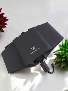 Mini paraguas de bolsillo ligero a prueba de viento, duradera, Plegable, portátil, protector solar - Negro - Ver 2