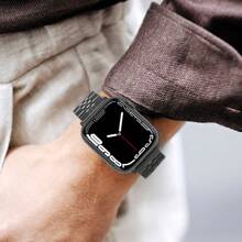 Pulseira de Aço Inoxidável Compatível com Apple Watch Ultra 2 Banda 49mm 40mm 44mm 42mm 38 Bracelete de Metal para Relógio Séries 8 7 6 SE 5 4 3 45mm 41mm WatchBand