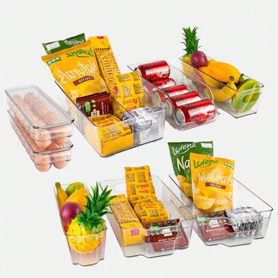 Transparente Aufbewahrungskästen für Kühlschrank und Schrank - Multifunktionales Set