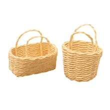 1pc Creative Realistic Mini Handheld Basket Model, Miniature Fruit Container Decor