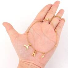 1pc Classic Initial Fishtail Conch Pendant Gold Color Stainless Steel Bead Chain Anklets For Women - Yellow Gold - View 3
