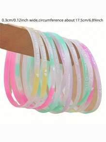 100pcs/50pcs/10pcs Assorted Fluorescent Silicone Bangle Bracelet, 3mm Glow Band For Couples, Suitable For Birthday, Party, Festival, Battery-Free, Silicone Material, Sports-Style Jewelry