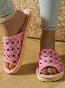 Fashion New Print Open-Toe Slippers, Slip-On Odor-Resistant Breathable Indoor & Outdoor Couples Shoes - Pink - View 4