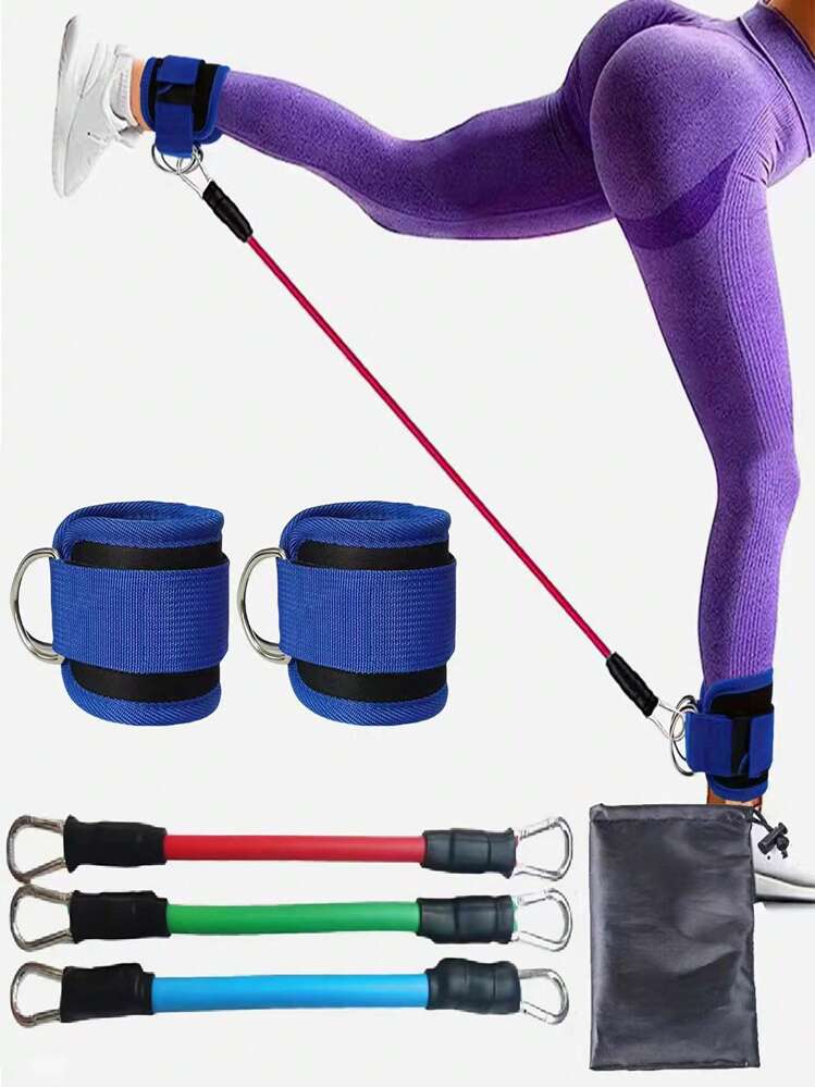 6pcs/Set Fitness Resistance Loop Bands With Silver Ankle Buckle, Leg Ankle Strap For Gym Leg & Booty Training, Fitness Ankle Chain Gym Accessories,Sport, Gym, Home Exercise, Strap Gym, Resistance Bands - Multicolor - View 7