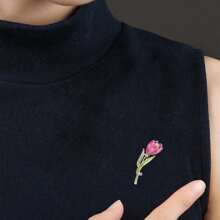 1 件新款新娘胸针，优雅的锌合金珐琅郁金香胸针，带水钻，时尚配饰，适合礼服、西装、翻领，适合婚礼、派对、情人节、母亲节礼服配饰别针，用于衣服包包饰品背包，适用于学校办公室配饰衬衫夹克珠宝万圣节衣服别针有趣可爱的教师礼物万圣节配饰教师节 - 金色 - 查看 6