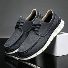 Men's Outdoor Casual Sports Shoes, Lace-Up, Casual Cargo Style Style, Soft Canvas Upper With Flexible Sole