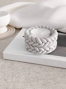 1 件装绳子设计蜡烛杯底座硅胶模具 DIY 石膏混凝土模具绳结形状烛台装饰饰品树脂模具工艺品 - 白色 - 查看 6