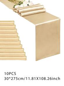 Set de 2 piezas/10 piezas Manteles de tela satinada multicolor de 30*275cm de largo, telas de alta calidad y suavidad sedosa para bodas, fiestas de cumpleaños, banquetes, graduaciones, decoración de eventos de compromiso, también se puede usar como faja para sillas o accesorio