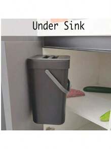 Small  Trash Can, Hanging Small Trash Can With Lid Under Sink For Kitchen,Food Waste Bin ,Mountable Garbage Can Bathroom - Black - View 3