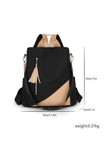 Multi-Functional Women Color-Block Shoulder Bag, New Fashion Versatile Large Capacity Anti-Theft Commuting Shopping Travel Backpack - White - View 7