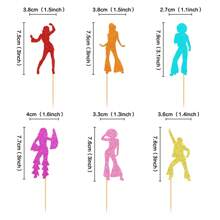 创意迪斯科舞者纸杯蛋糕装饰物、黑色闪光水龙头音乐舞者纸杯蛋糕装饰品、音乐主题生日派对蛋糕装饰用品 - 彩色 - 查看 5