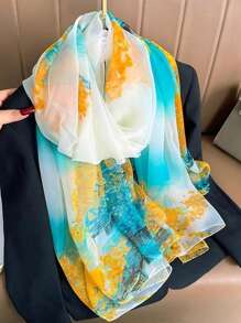 1 件女士百搭围巾，轻质海滩配饰雪纺披肩/围巾，适合海滩、旅行、防晒，适合春、秋、冬