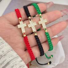 1pc Fashion Religious Cross Braided Bracelet, Suitable For Daily Wear/Festival Gift - Style1 - View 1