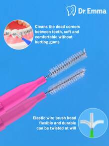 Dr.Emma Dr. Emma 50 件装牙间刷、牙齿清洁工具、口腔牙齿卫生牙间刷、牙签清洁器，用于细节清洁