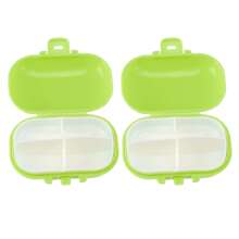 7 Pieces Medicine Case Portable Detachable Mini 4 Compartments Medicine Organizer For Travel Outdoor Green