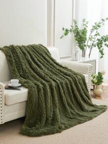 1 件白色毛绒毛毯大号单人床特大号豪华蓬松长毛绒毯子床上用品盖毯柔软舒适沙发毯适用于家庭、沙发、客厅大号单人床特大号多用途用于客厅、卧室和沙发 - 綠色 - 查看 6