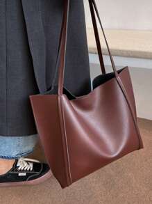 Bolso de hombro tipo tote de gran capacidad, de estilo minimalista y casual de moda