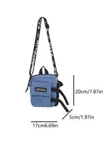 高中生大学新生多功能单肩包单肩包休闲包迷你男士字母图案方形包带包饰，手提包书包适合旅行、大学、运动、通勤