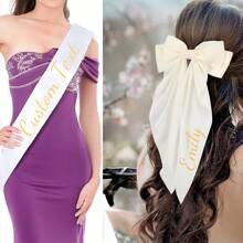 Personalized Bride Sash With Hair Bow Set Bride To Be Sash Future Mrs Sash Bachelorette Sash Bridal Shower Gift For The Bride Gift Bride To Be Gift Bachelorette Party Decorations White Hair Bow - Bride To Be Bridal Shower Gift Bridesmaid Favors - Multicolor - View 1