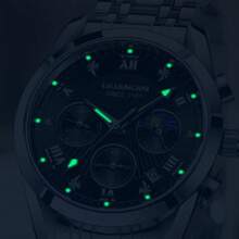 1pc GUANQIN Waterproof Luminous Watch With Rhinestones Calendar Dial Wear-Resistant Stainless Steel Strap Fashion Business Luxury Sporty Classic Simple Casual Mechanical Style Men Automatic Quartz Watch Suitable For Valentine's Day,Festivals,Dating,Business, Daily,Gifts - Silver - View 5