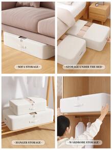 1 PIEZA Bolsa de almacenamiento debajo de la cama con cremallera para el hogar, bolsa de almacenamiento de tela plegable para ropa, mantas, almohadas, bolsas de almacenamiento grandes para mantas y ropa, contenedor de almacenamiento debajo de la cama con ventanas transparentes, decoración festiva, decoración de habitación, decoración del hogar, decoración de dormitorio - Blanco - Ver 4