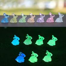 20 件发光动物雕像、用于 DIY 工艺品的树脂兔子珠、微型仙女花园配件、用于珠宝制作的未上漆珠子、复活节装饰品 - 彩色 - 查看 4