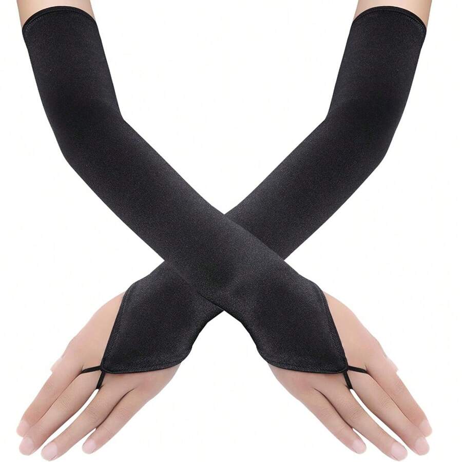 1 đôi găng tay dài không ngón kiểu dáng thanh lịch, cổ điển, màu trơn, thích hợp cho tiệc tùng, hẹn hò, đám cưới, tiệc sinh nhật, biểu diễn, cosplay, các sự kiện buổi tối mùa hè. - A - Xem 1