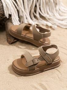 2025新款凉鞋，卡其色扣凉鞋，软底厚底凉鞋，沙滩凉鞋，时尚运动凉鞋，设计精美的凉鞋，穿运动凉鞋， - 卡其色 - 查看 2