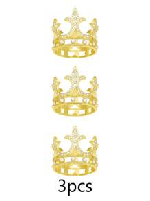 6 pièces Mini couronnes en métal de princesse, décorations de gâteau et fournitures de fête, faveurs et décorations de fête, ensemble avec coiffure festive