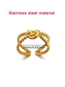 1 件精致双层结戒指女士 18K 镀金不锈钢开口可调节戒指订婚结婚珠宝时尚配饰情人节礼物