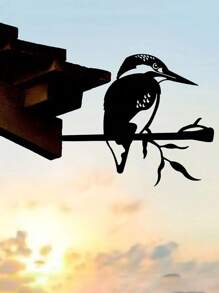 CIF BUY “1 件优雅的鸟铁剪影艺术 - 适用于庭院和围栏的乡村花园桩装饰，迷人的户外金属装饰品” - 黑色 - 查看 8