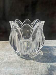 12pcs Tulip Flower Glass Candle Holders, Crystal Glass Cup Wedding Decor Candle Stands