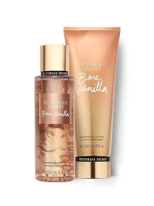  Set de bruma y loción Bare Vanilla de Victoria's Secret - Perfume de vainilla batida y cachemira suave para mujer. Set de regalo de 2 piezas.