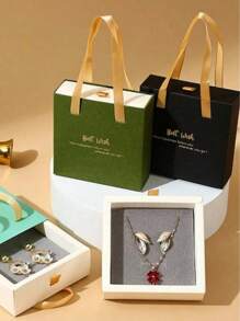 1 件便携式珠宝盒，带抽屉，适用于手镯、戒指、耳环、项链、珠宝收纳盒 - 礼物 - 黑色 - 查看 2