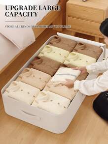 1 PIEZA Bolsa de almacenamiento debajo de la cama con cremallera para el hogar, bolsa de almacenamiento de tela plegable para ropa, mantas, almohadas, bolsas de almacenamiento grandes para mantas y ropa, contenedor de almacenamiento debajo de la cama con ventanas transparentes, decoración festiva, decoración de habitación, decoración del hogar, decoración de dormitorio - Blanco - Ver 7