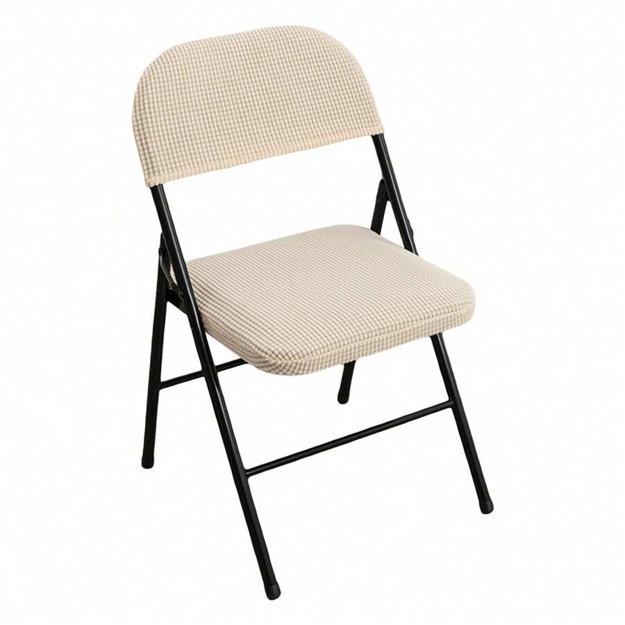Folding Dining Chair Seat And Back Cover Set Solid Color Jacquard Stretch Chair Slipcover Home Decoration - 芥末黃 - 查看 1