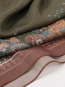 1条90*90厘米女士佩斯利花纹印花围巾，可作户外头巾、颈巾、优雅头饰、发带、发饰，是秋冬季提升造型的理想之选，适合沙特阿拉伯国庆日等绿色主题场合。 - 綠色 - 查看 5