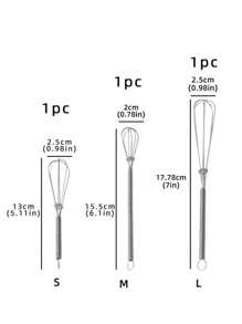 1pc/3pcs(S+M+L) Mini Stainless Steel Egg Whisk, Classic Egg Beater For Kitchen