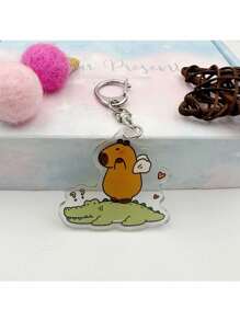 1pc Creative Cute Cartoon Acrylic Keychain, Student Valentine's Day Gift, Capybara Small Pendant Zinc Alloy Keychain Car Accessories Bag Charm School