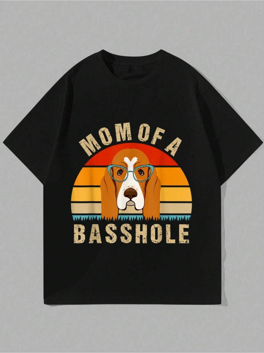 Women's Basset Hound Presents Funny Mom Of A Basshole T-Shirt