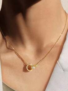 1 件精美四叶草吊坠锆石项链女士珠宝女士 925 纯银轻奢锁骨项链精美珠宝礼物送给女孩日常生活约会装饰 - 款式1 - 查看 3