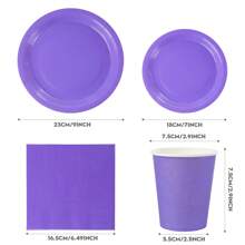 Assiettes, serviettes, gobelets jetables violets, fournitures de fête adaptées pour 24 invités, vaisselle jetable de fête convenant pour anniversaire, mariage, fête, pique-nique familial