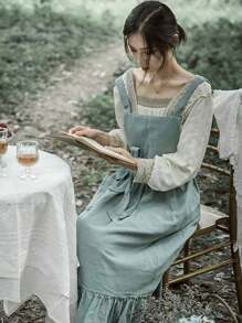 1pc Minimalist French Retro Artistic Style Apron, Suitable For Florists And Baristas, All-Season, Can Be Used For Home Kitchen, Outdoor Camping And Picnics. - Multicolor - View 5